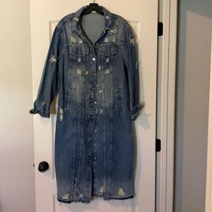 Distressed Denim Duster